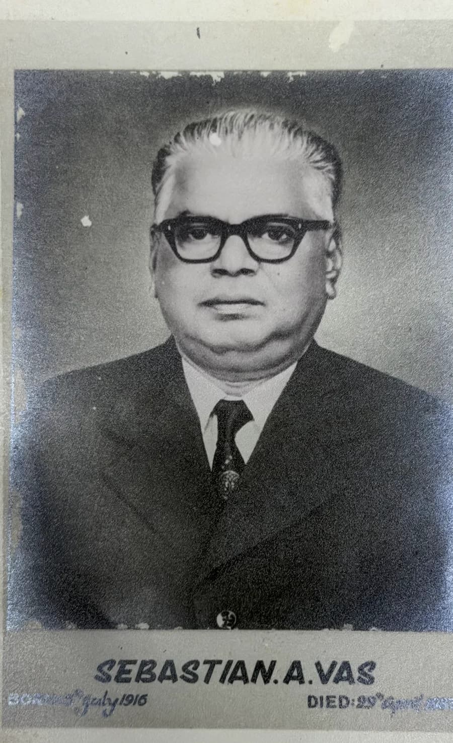 Sebastian A. Vas — born on his father’s birthday, 5 July 1916